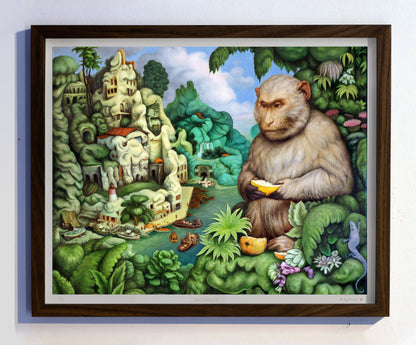 Api með appelsínur - Prentmynd, 40x50sm